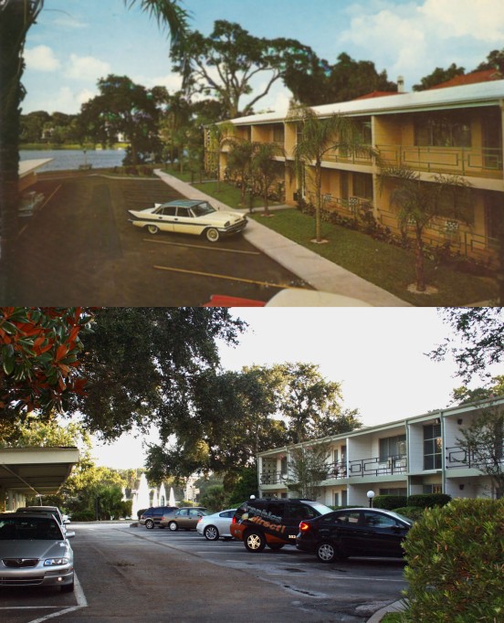 Top: 1950's Bottom: 2014 Lucerne Garden Apartments have changed little, while the view changed substantially.
